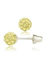 very cute silver pave ball November birthstone baby earrings